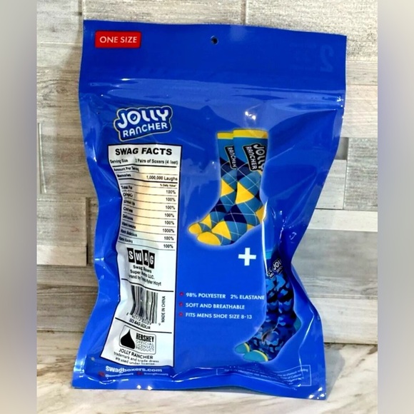 Two Pairs SWAG Men's Novelty Print Jolly Rancher Crew Socks Shoe Size 8-13 - Picture 4 of 4